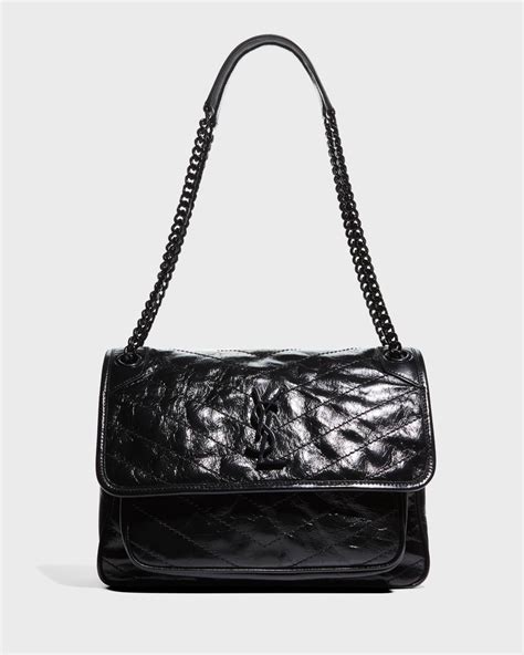 niki medium flap ysl shoulder bag in crinkled leather|ysl shoulder bag saint laurent.